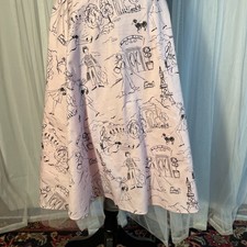 VTG LULY K USA Made Pink Semi-Circular Skirt Paris & Pups Girl Print Parisian