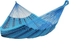 Sunnydaze Handwoven XXL Thick Cord Mayan Double Hammock for Outside - Blue 