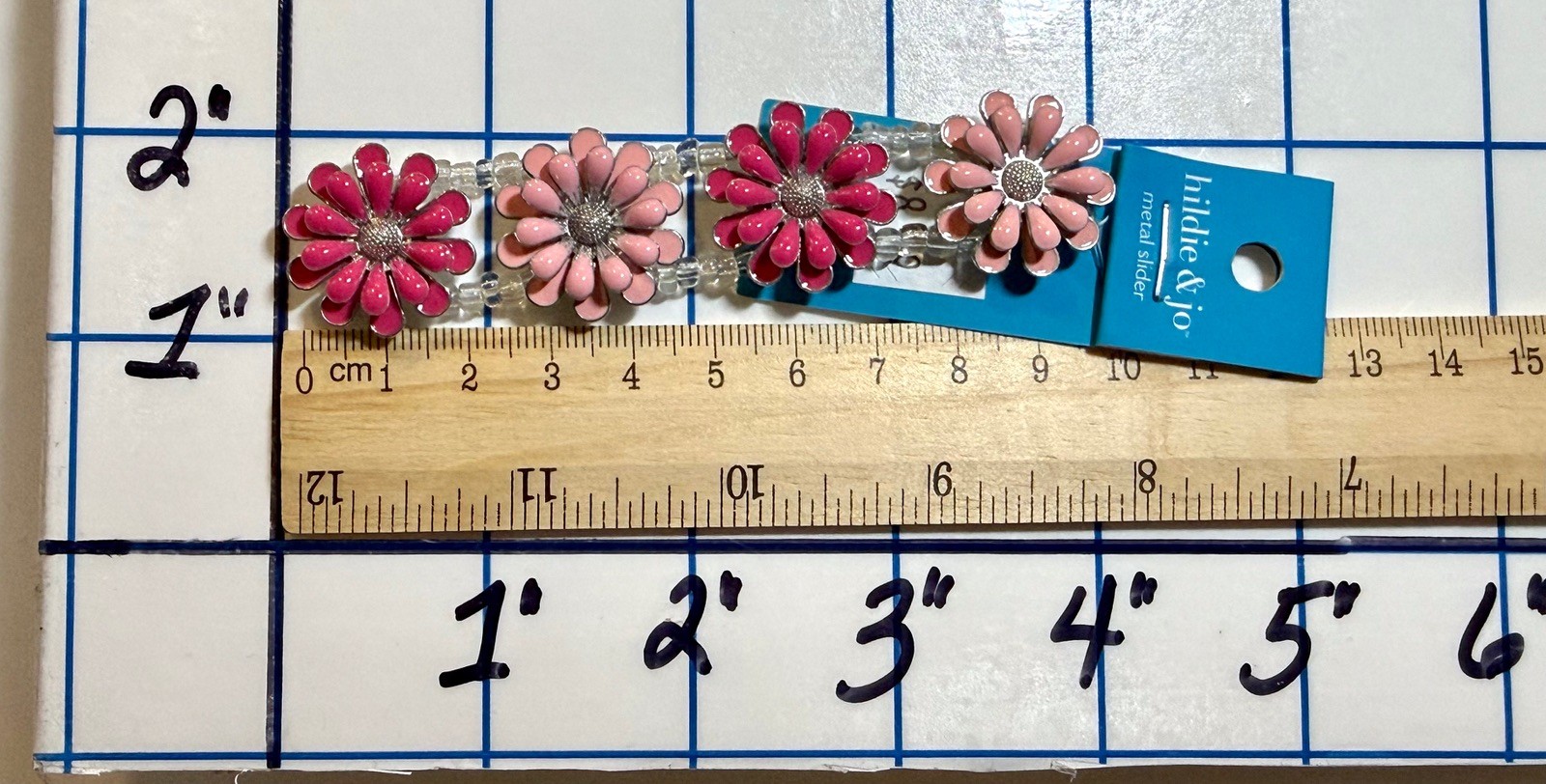 Hot & Baby PINK Flower Daisy Metal Sliders Jewelry Hildie & Jo LOT (3) Strands