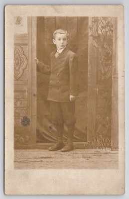 Worcester MA RPPC Young Boy Portrait C.J. Le Roy & Sons Studio Photo Postcard