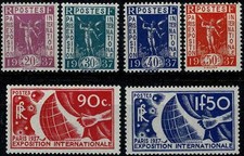 FRANCE 1936 PROPAGANDE EXPO de PARIS YT n° 322 à 326 neufs ★★ luxe / MNH (A)