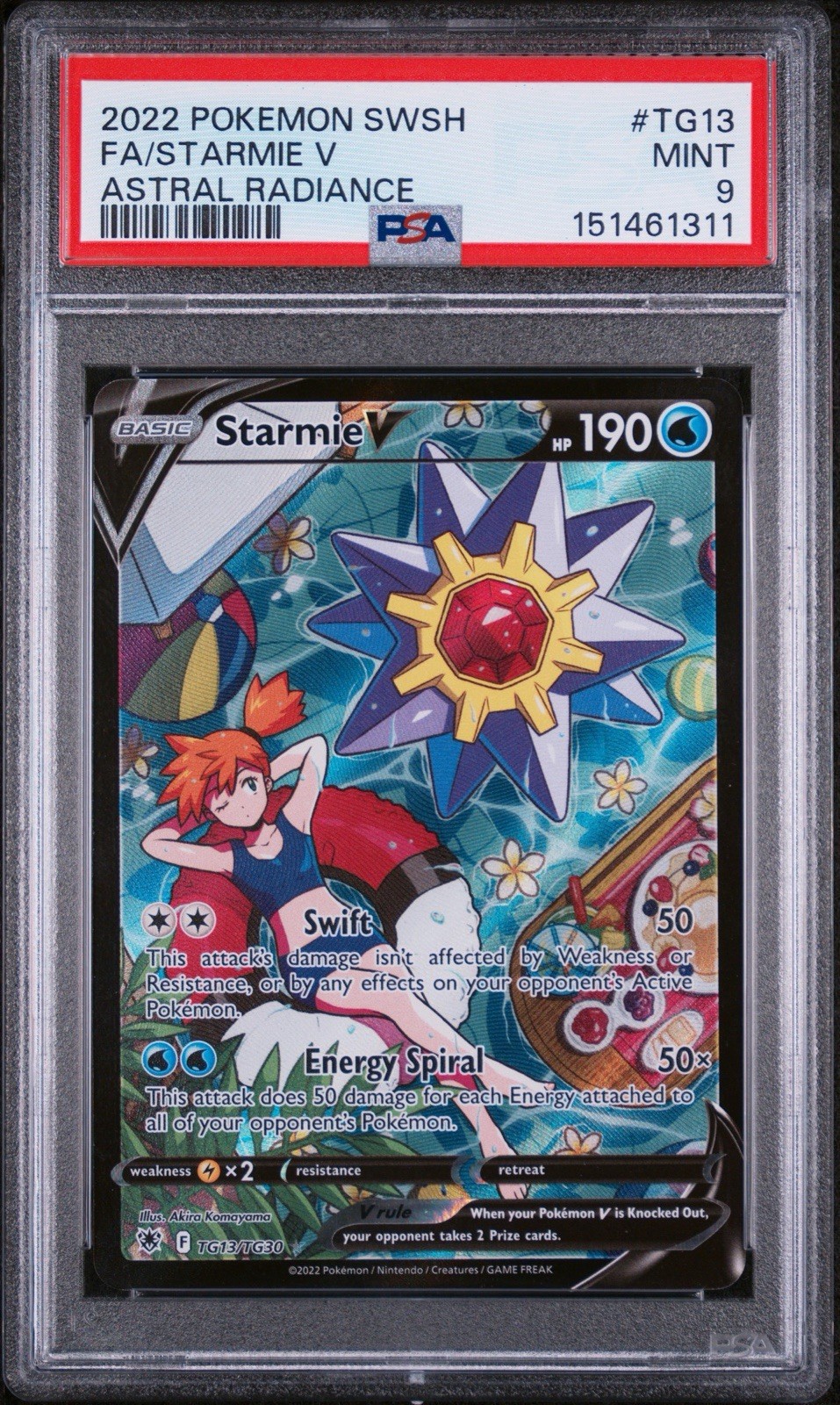 2022 POKEMON SWORD & SHIELD ASTRAL RADIANCE #TG13 FULL ART/STARMIE V PSA 9