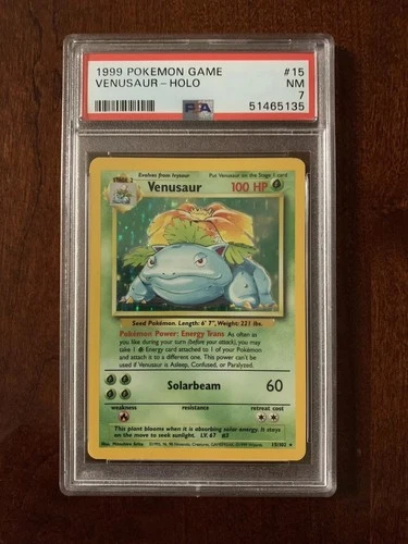 1999 POKEMON GAME BASE SET #15 VENUSAUR HOLO PSA 7