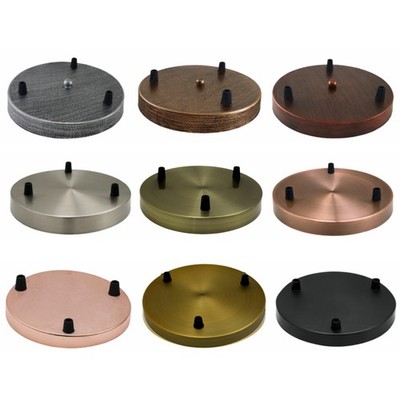 Deckenrosette 20cm Pendelleuchte Abdeckplatte 3 Steckdosen Baldachin Beleuchtungsset