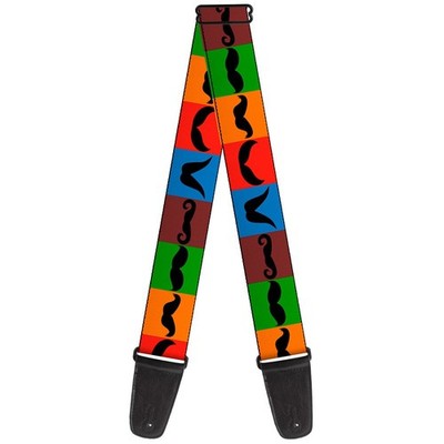 Guitar Strap - Mustaches Multi Color Blocks/Black ACC NEW
