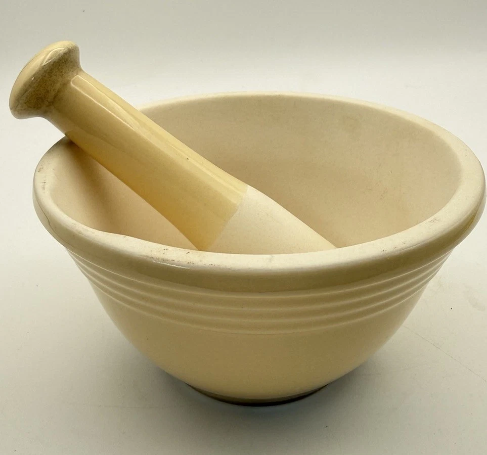 Nantucket Mortar and Pestle Set Beige Ceramic 6” Grinder Crusher #4627
Opens in a new window or tab