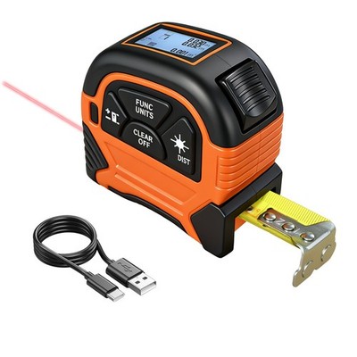 Laser Tape Measure 2-in-1 Digital Tape Measure 197Ft Rechargeable Laser & 16Ft