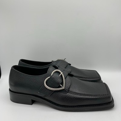Martine Rose Square Toe Buckle Loafers Mens Size 7 Black Leather