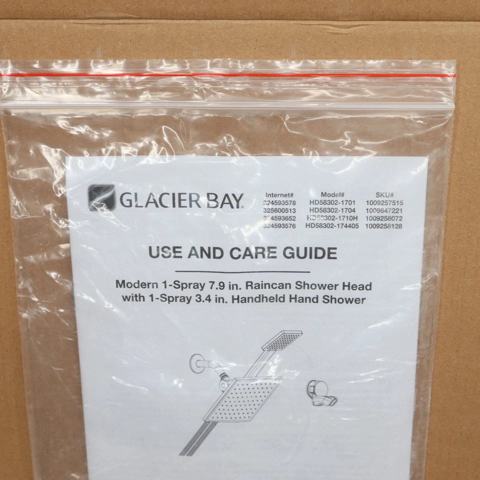 Cabezales de ducha fijos y portátiles Glacier Bay de doble bañera HD58302-174405 Foto 2 de 4