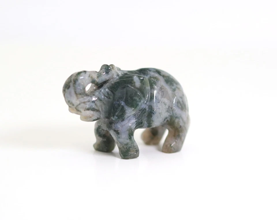 Moosachat Elefant Figur 5 cm Feng-Shui Glücksbringer Handgeschnitzt Deko - Bild 4 von 4