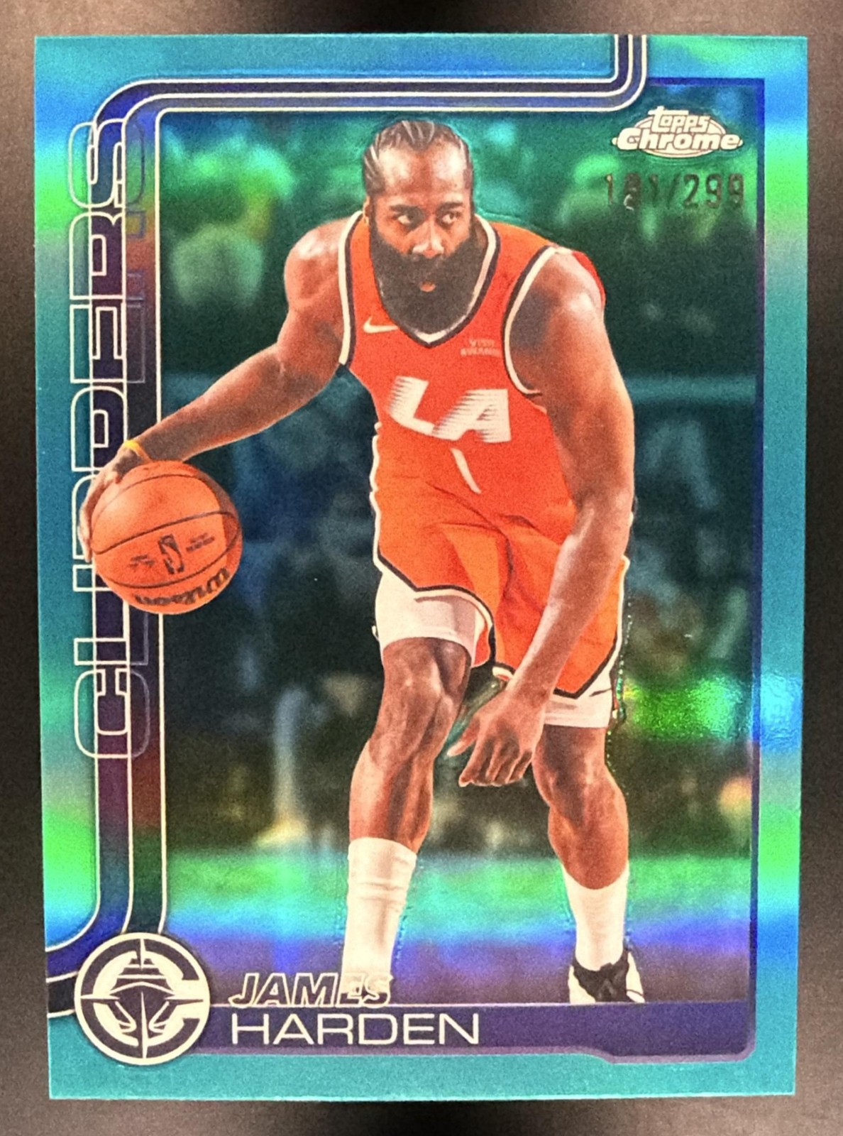 2025-26 Topps Chrome Update James Harden #33 Teal Refractor /299 Clippers