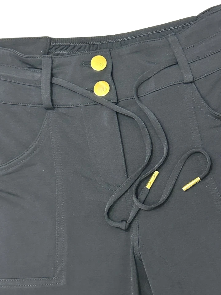 Pantalones Thalia Sodi Negros M Elásticos Cremallera Botones Logo Bolsillos Informales Cinturón Lazos Foto 3 de 4