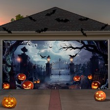 Halloween Garage Door Banner Cover Decorations,6 x 13 ft Large Hanging Backdrop,