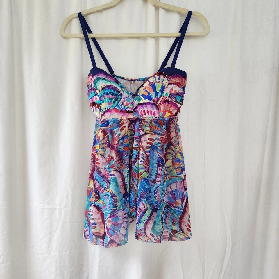 Profile by Gottex tankini top Babydoll whimsy Y2K garden fairy butterfly mesh 10 - Image 2 of 4