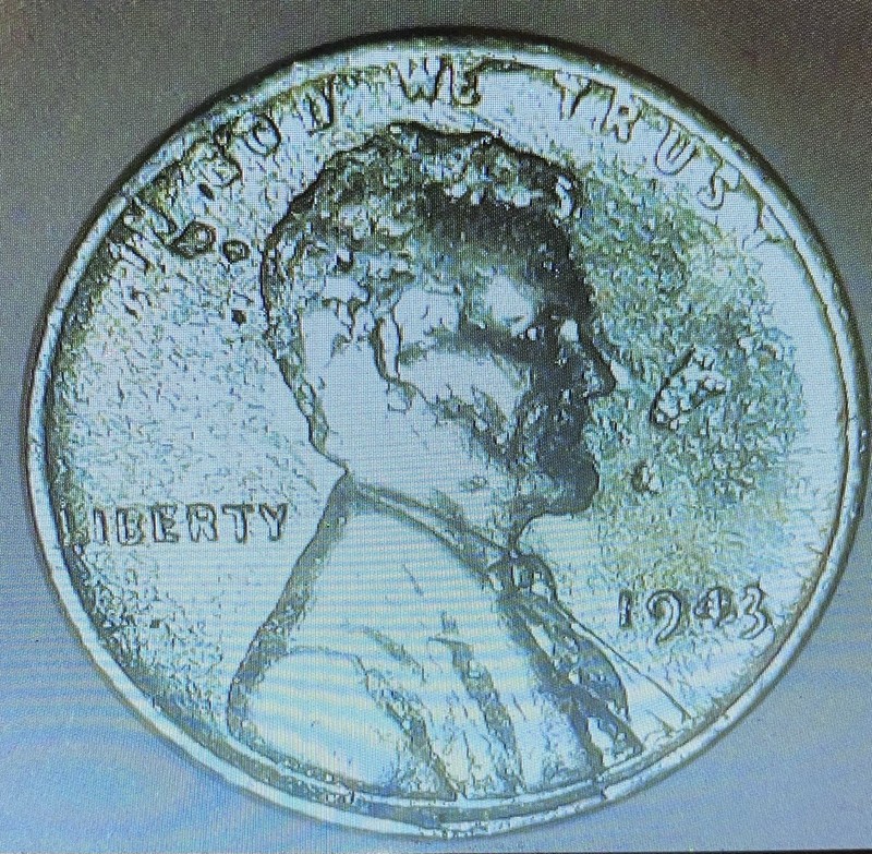 1943 Lincoln Wheat Small Cent Doubled Die Reverse Steel Penny Philadelphia
