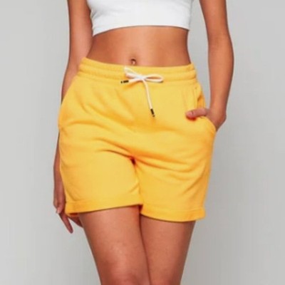 Fourlaps Women's French Terry Elastic Waist Active Rush Shorts Size S Mango NWT