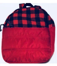 Buffalo Plaid Flannel Puffer Backpack Bag Red Black NWOT