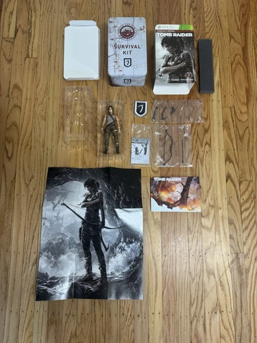 Tomb Raider Collectors Edition Survival Kit Promo Figure Poster Art Book Patches