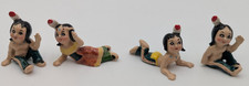 4 Vintage Native American Indian Children Bone China Figurines Figures Japan