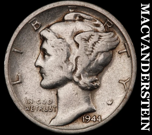 1944-S Mercury Dime- Silver- Scarce Better Date No Reserve #J3953