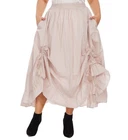 BeautyBatik Oat Women Cotton BOHO Gypsy Long Maxi Victorian Flare Skirt 1X 2X 20