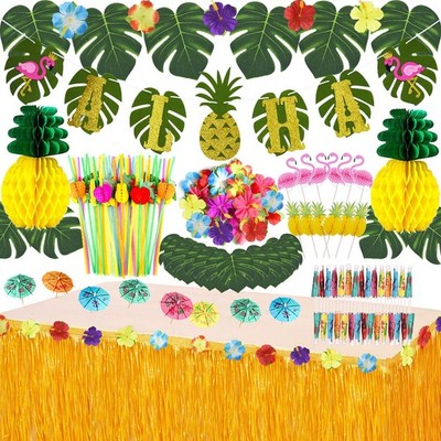 Tropical Luau Party Decoration Pack Hawaiian Beach Theme Party Favors Luau Pa...