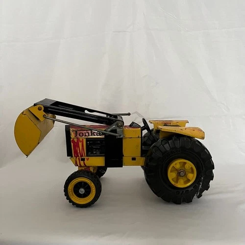 Vintage 1970s Tonka Yellow Pressed Steel Front End Loader Tractor Toy
