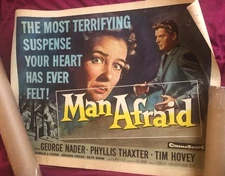 Man Afraid Original 1957 Half Sheet Movie Theatre Poster