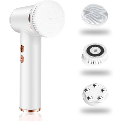 Portable 4-In-1 Electric Facial Cleansing Brush Waterproof Facial Pore Cleaning 