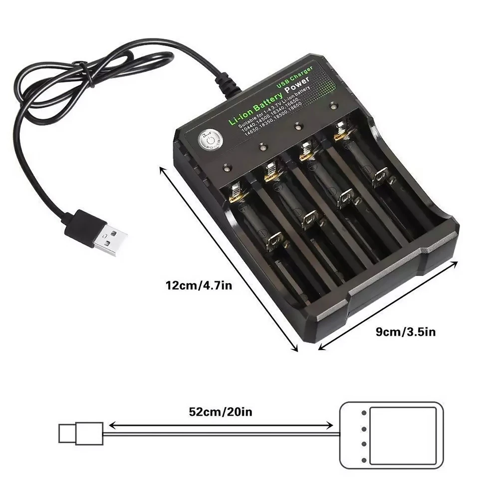 4-Slots USB Battery Charger For Rechargeable Lithium Li-ion Batteries 3.7V - Image 3 of 4