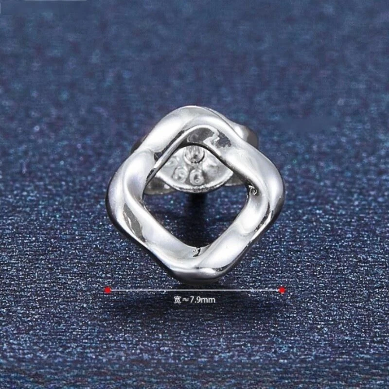 Pendientes cuadrados de platino puro PT950 para mujer y hombre 1,7-2 g Foto 2 de 3