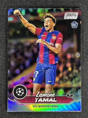 2023-24 Topps Stadium Club Chrome Lamine Yamal #27 Silver Refractor Rookie RC
