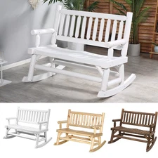 Outsunny 2 Person Outdoor Wooden Patio Rocking Bench Outdoor Rocker