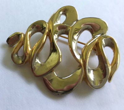 Broche Vintage Argent Et Métal Doré - Années 1970/1980 - Marque C G - Occasion