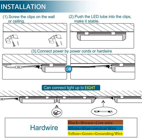 LED T5 Integrated Single Fixture 4FT 2200 Lumens 6500K Bright White Pack of 8 - Picture 7 of 9