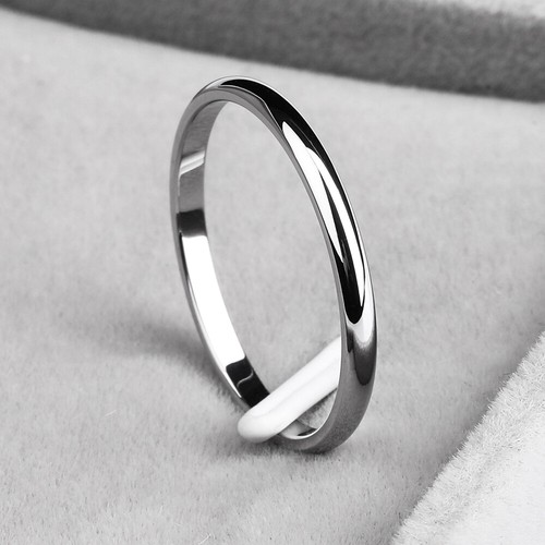 2mm Thin Stainless Steel Wedding Band Rings for women - Picture 4 of 4
