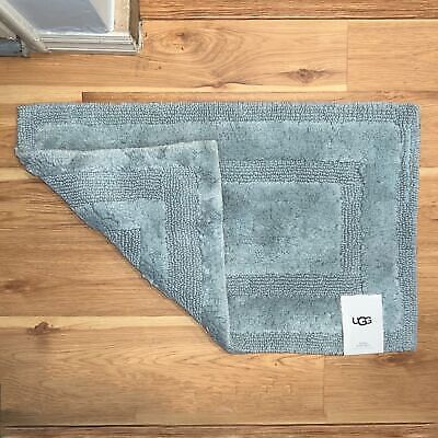 UGG EMMA Succulent Muted Aqua Teal Green Blue Reversible Cotton Bath Rug 20x32 - Picture 9 of 10