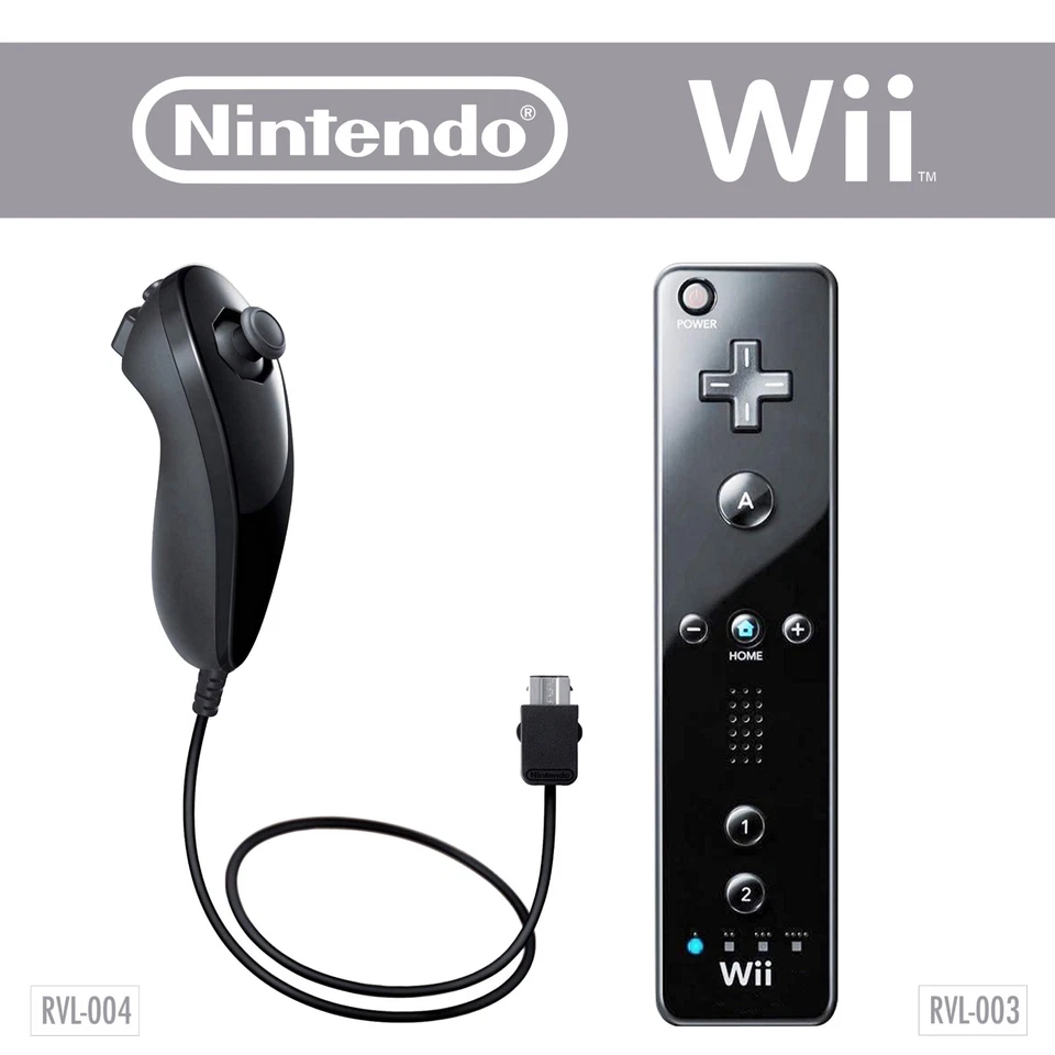 Remote / Nunchuk ORIGINAL Nintendo Wii (schwarz black) Motion Controller Auswahl