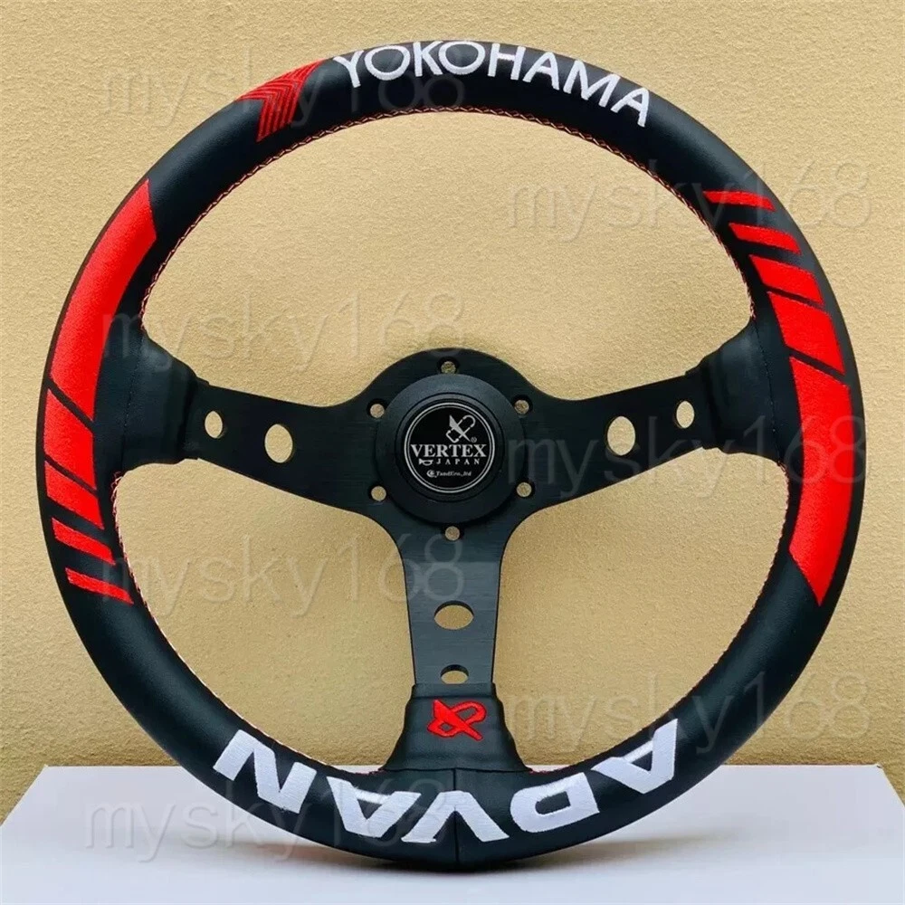 ADVAN Leather Car Steering Wheel Universal 320mm Deep Drift Game