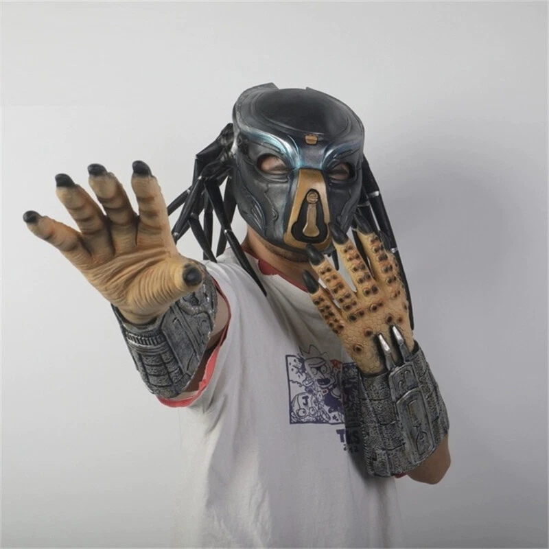 Predator Latex Mask Gloves Halloween Cosplay Costume Props Show Headgear Helmet - Image 2 of 4