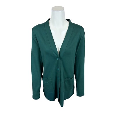 Isaac Mizrahi Women's Essentials Cut & Sew Cardigan Solid Fir Green 2X Plus Size