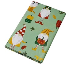 Autumn Breeze Fall Gnome and Pumpkins 52"x90 Oblong Vinyl Tablecloth