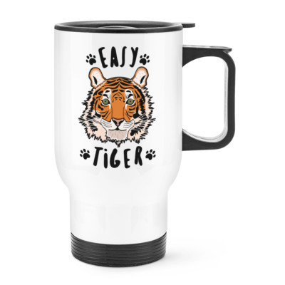 Easy Tiger Reise Becher Tasse Mit Griff - Lustig Tiere Thermo Flasche