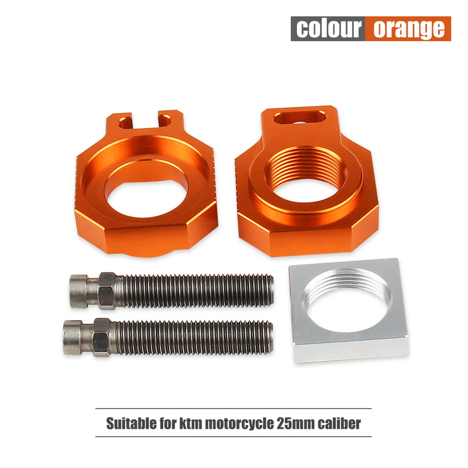 Ajustador de cadena de bloques de eje trasero naranja para KTM 125 250 450 530 SX SXF 2000-2012 Foto 4 de 4