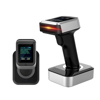 2d Qr Bluetooth Barcode Scanner With Screen Display With Charging Base3 In 1 Com