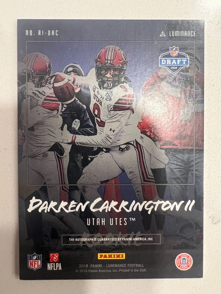 2018 Panini Luminance - Darren Carrington ( Utah ) #RI-DAC Rookie Ink Auto /249 - Image 2 of 2