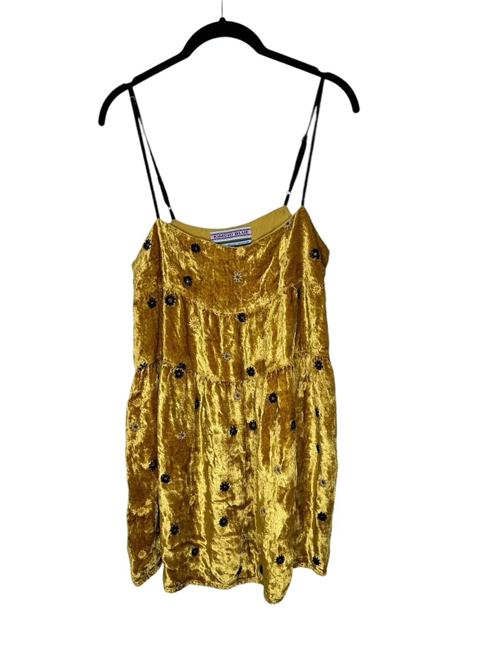 Vestido Kimchi Azul Mujer Alicia Bordado Terciopelo Med Babydoll Fairycore Grunge Foto 4 de 4