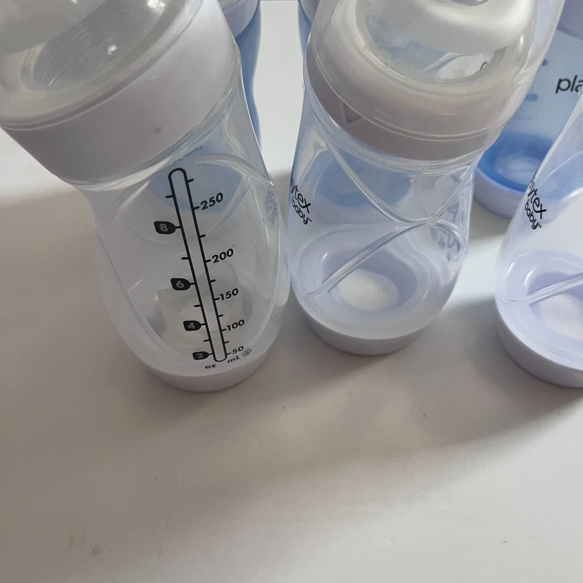 Playtex Baby 8oz Lot 6 Bottles Caps Rings Tummy Comfort VentAire
