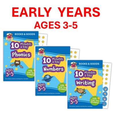 Reception Ages 3-5 Early Years English Phonics, Writing, Maths Numbers Workbooks