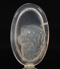 5.5CM Natural Jade Fengshui 12 Zodiac Year Dog Animal Head Brand Amulet Pendant